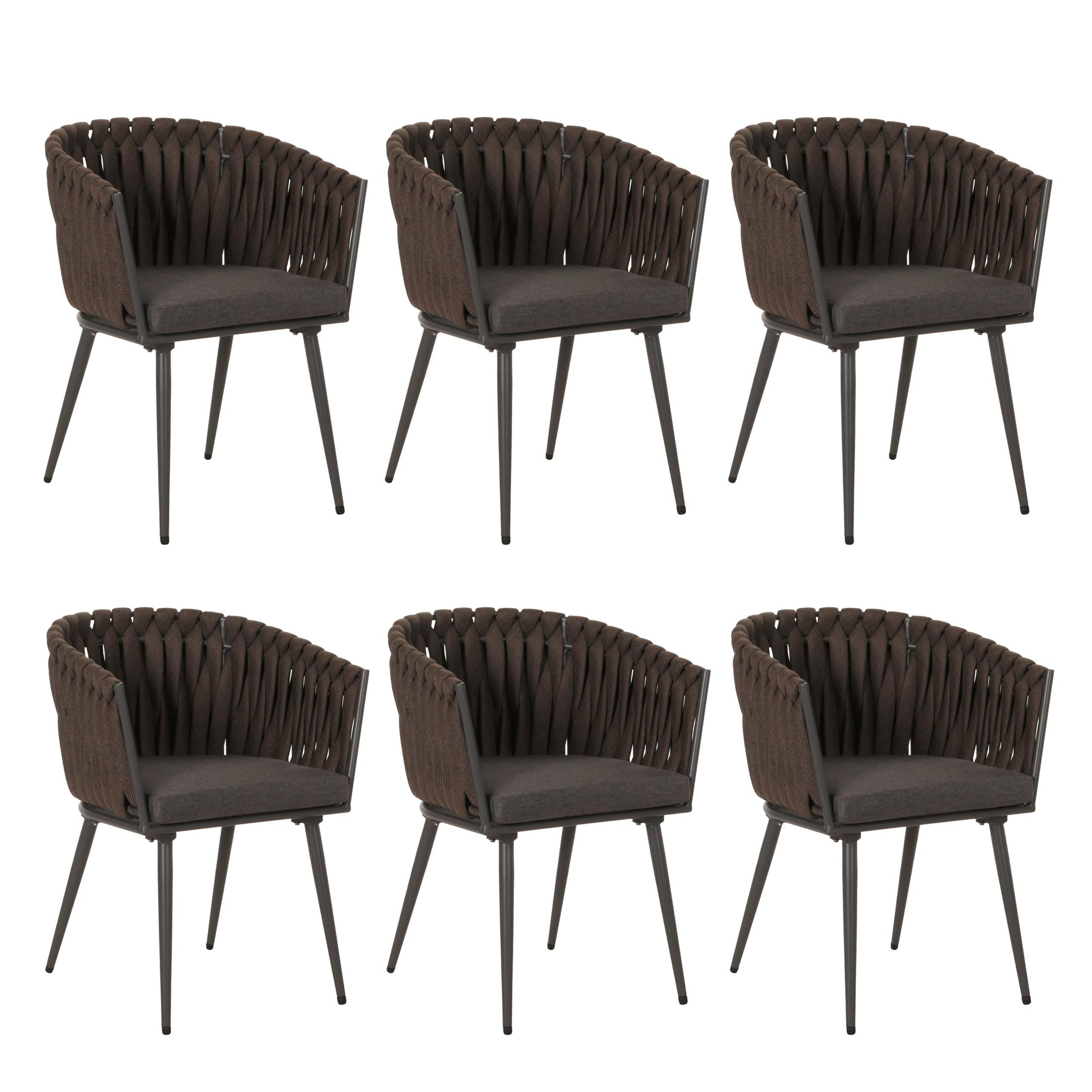 ESSZIMMERSTUHL Braun, Grau 6er-Set - Braun/Grau, Textil (61/82/57cm) - MCW