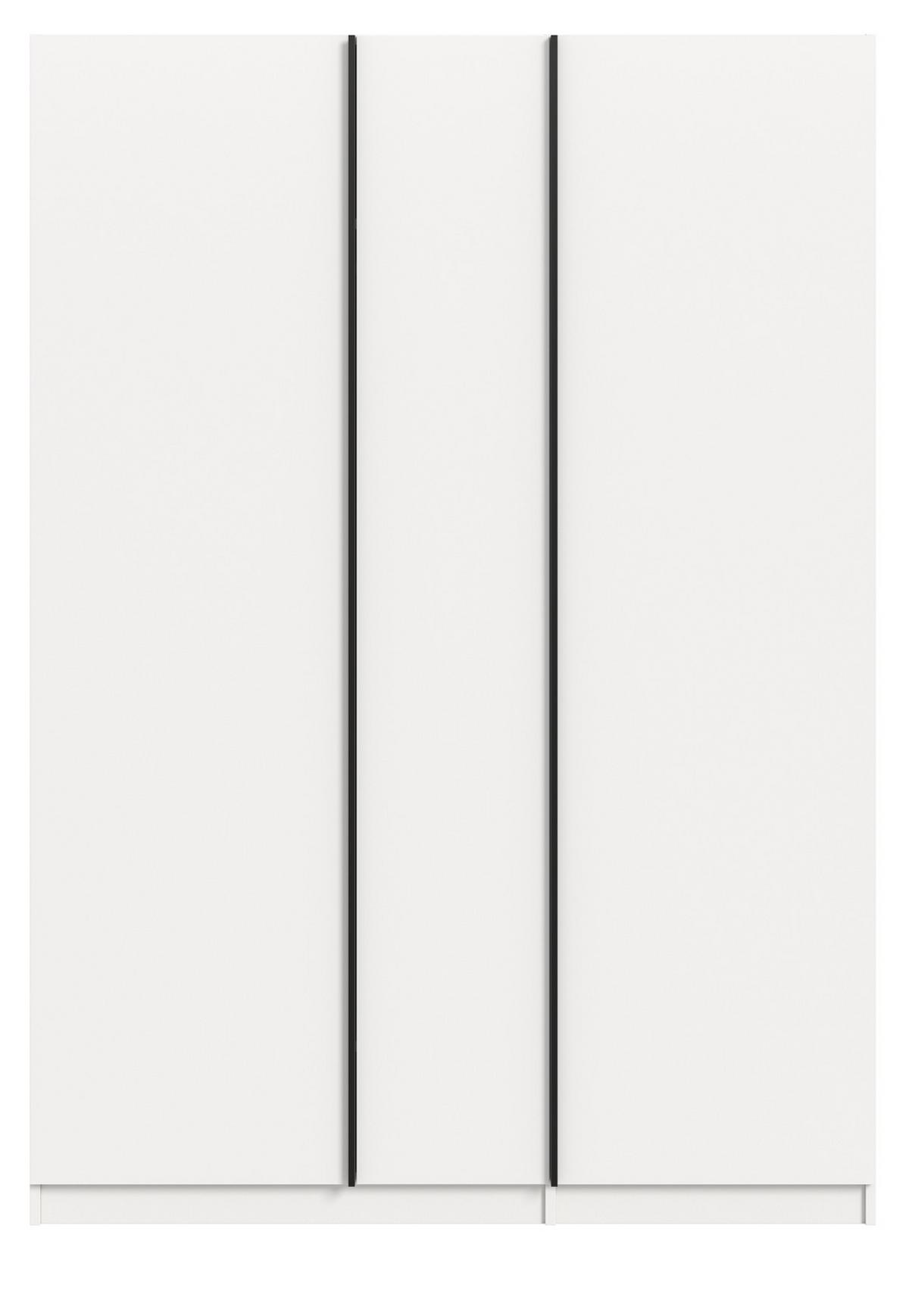 KLEIDERSCHRANK weiß 3-türig 130 x 183 cm, Drehtürenschrank inklusive Einlegeböden - Schwarz/Weiß, Holzwerkstoff/Kunststoff (130/183/53cm) - Inn.Furn