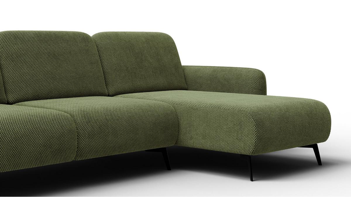ECKSOFA FEBE 4-Sitzer rechts, olivgrün - Schwarz/Olivgrün, Holz/Textil (264/157cm) - Wozimo