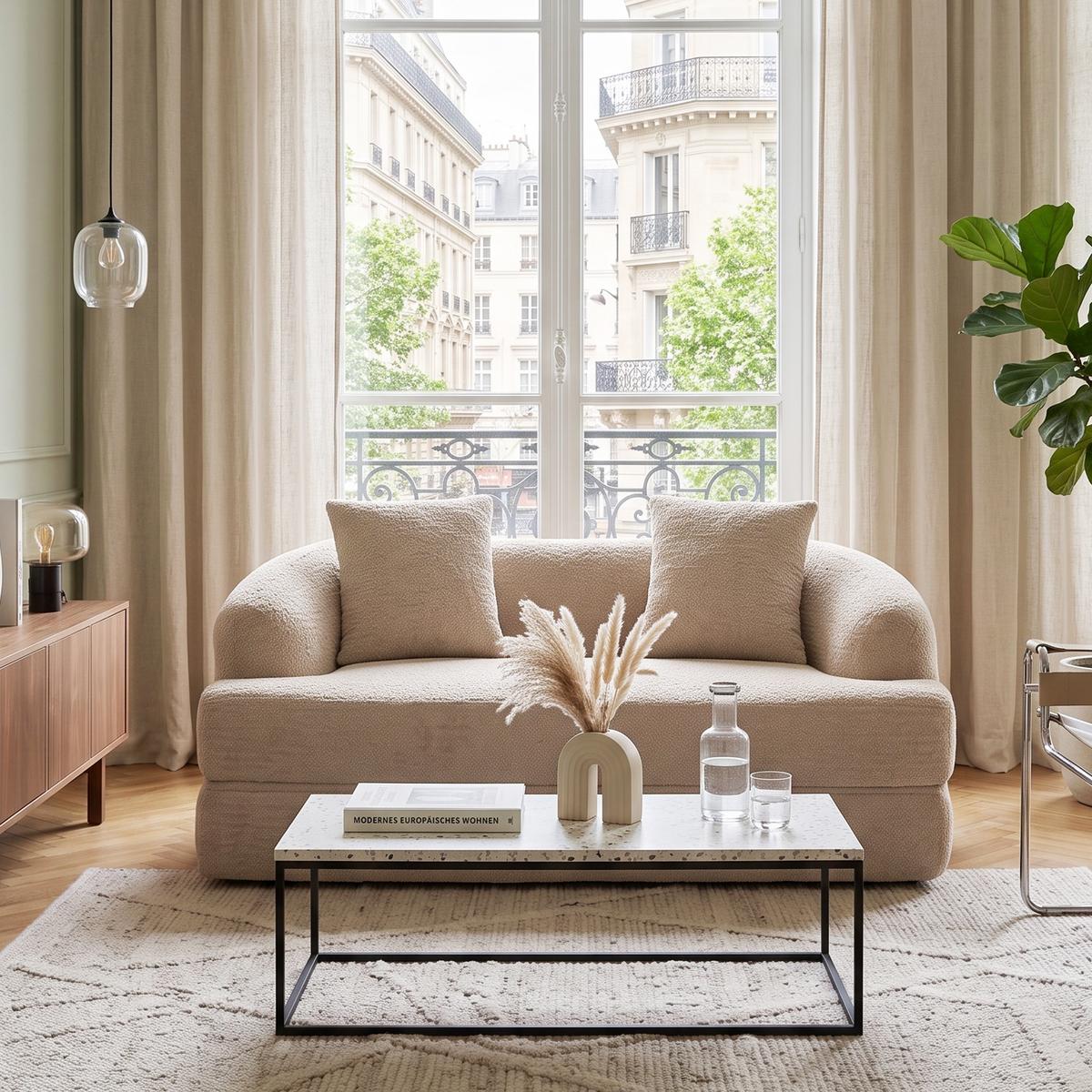 SCHLAFSOFA 2-in-1 Doppelschlafsofa Chenille Ausklappbar - Beige, Textil (157/65/84cm) - Urban Meuble