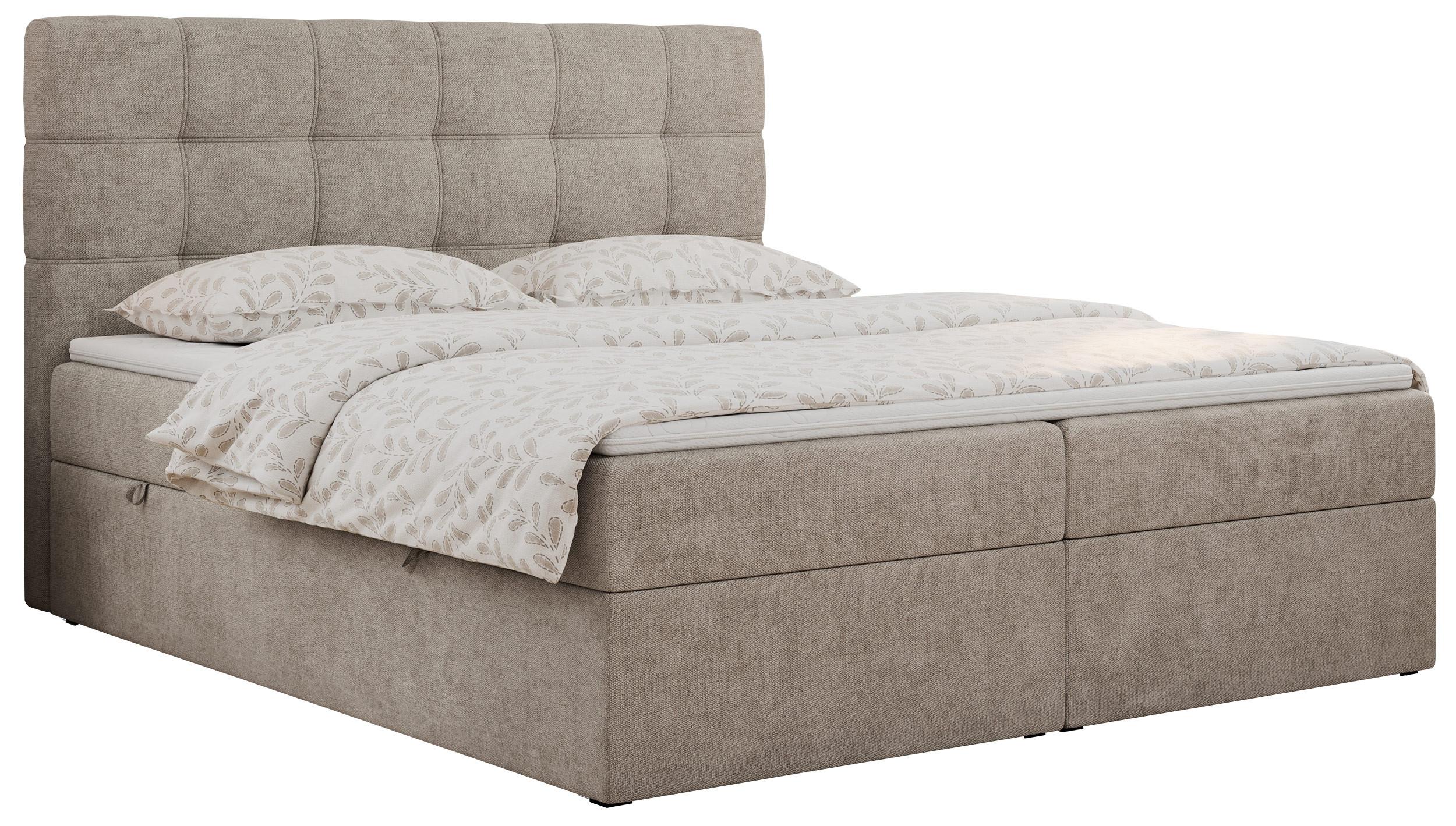 BOXBETT ERNI 160/200 - Beige Strukture - H3 - Beige, Holz/Textil (160/200cm) - MKS
