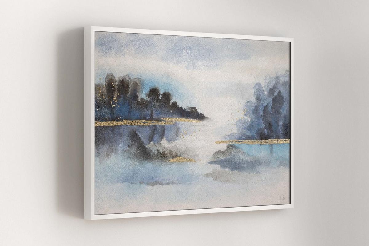 ACRYLBILD HANDGEMALT 120/80 cm - Blau/Weiß, Holz/Textil (120/80cm) - KUNSTLOFT