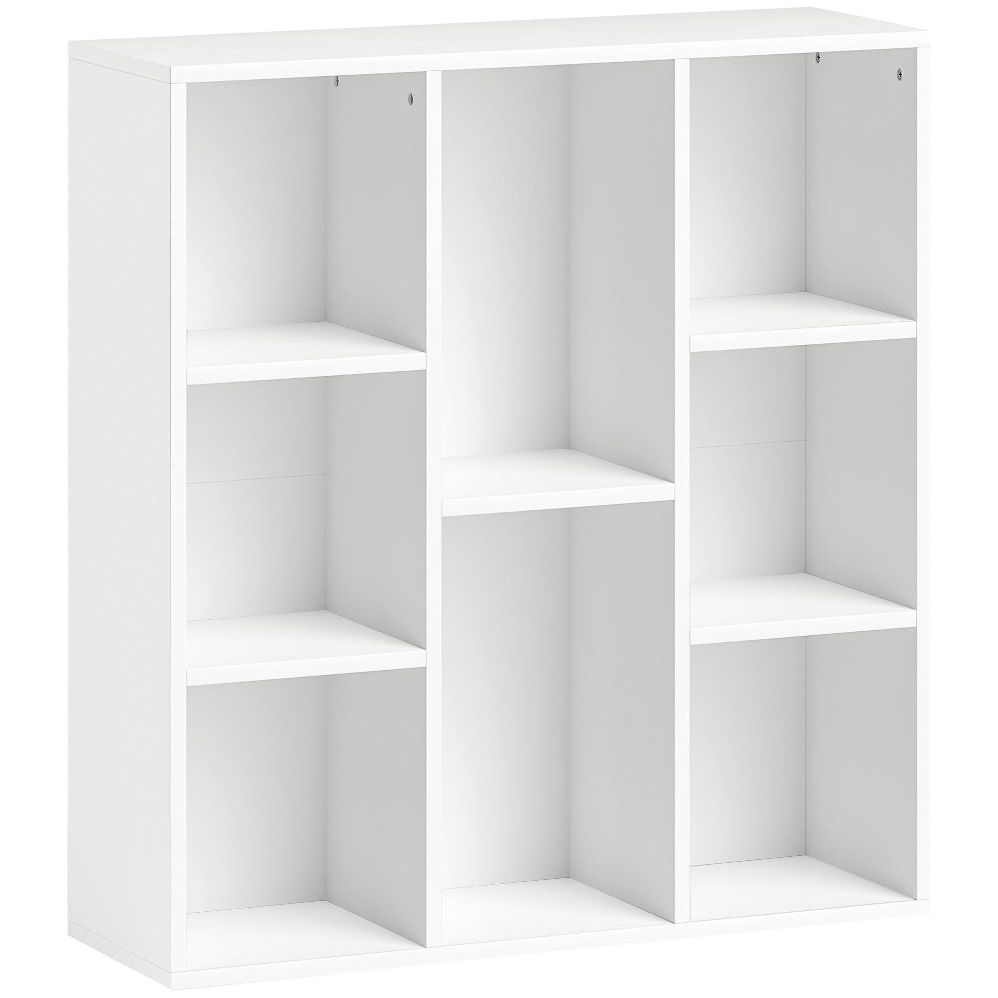 BÜCHERREGAL, Standregal mit 8 Ebenen, Aufbewahrungsregal, für Wohnzimmer - Weiß, Karton (24/80/74.3cm) - HOMCOM