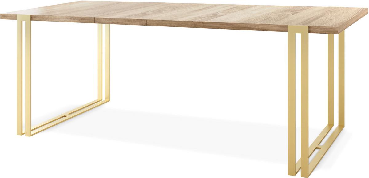 ESSTISCH Stella rechteckig ausziehbar, Sonoma Eiche 120-220 cm - Goldfarben/Sonoma Eiche, Holzwerkstoff/Metall (80/220/76cm) - WFL GROUP