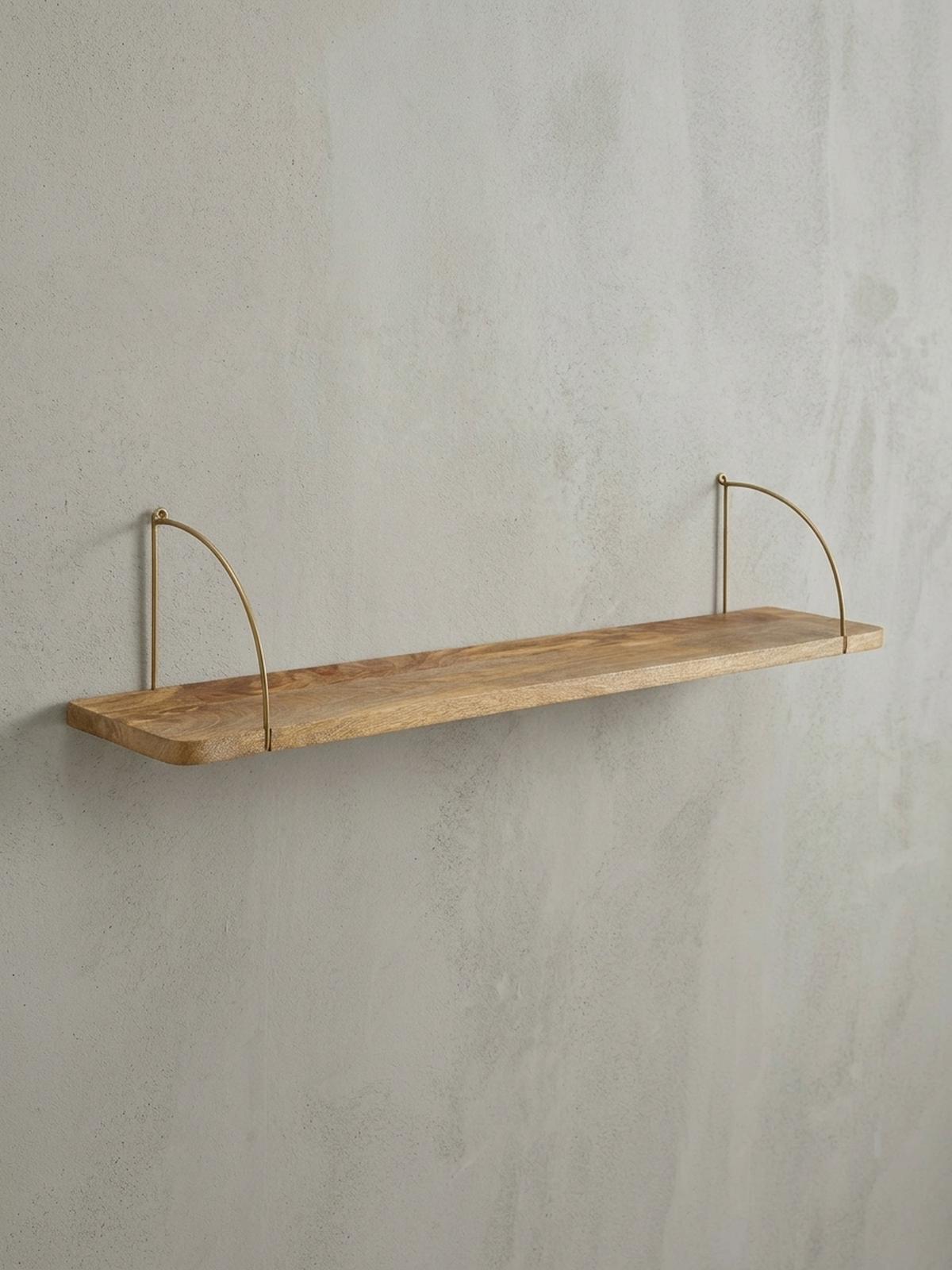 WANDREGAL TEVERE Mango Massivholz Eisen Industrial, Beige 100x22x25 cm - Beige, Holz/Metall (100/25/22cm) - KADIMA DESIGN