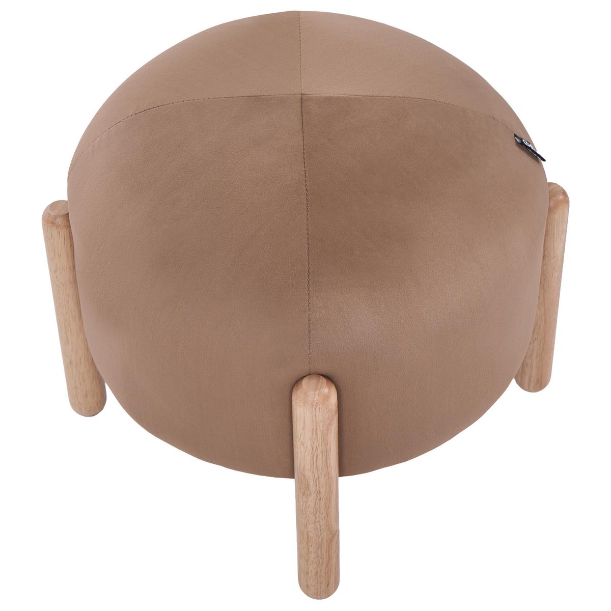 HOCKER Samtstoff Hellbraun Helen - Hellbraun, Textil (40/38/40cm) - Beliani