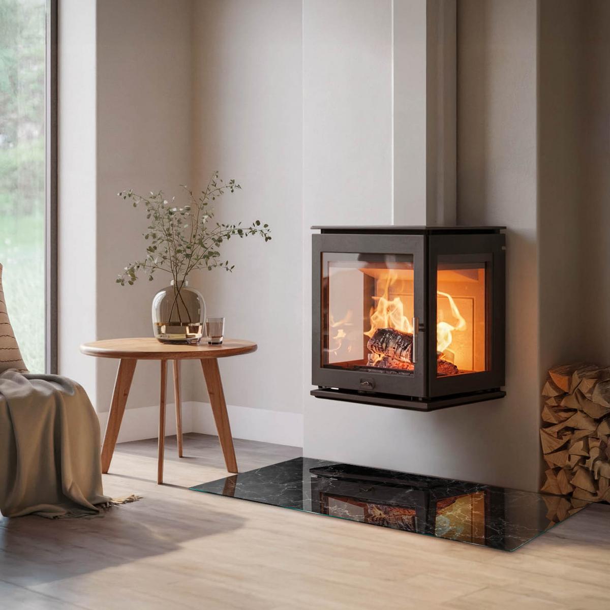 GLASPLATTE für Kamin 120x60 cm - Schwarz, Glas (120/60/0.4cm) - TULUP