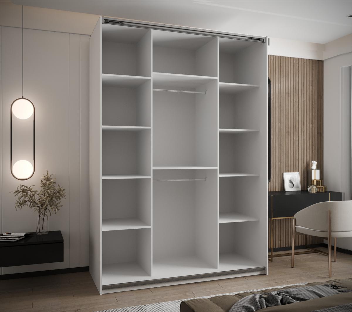 SCHWEBETÜRENSCHRANK 245,5/160/64 2-türig - Silberfarben/Schwarz, Holz/Metall (160/245/64cm) - Abiks Möbel