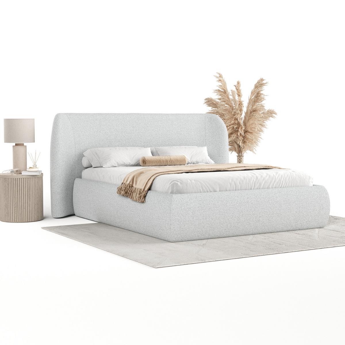 POLSTERBETT Bellano mit Stauraum 200/200 cm Hellgrau im Riva Stoff - Hellgrau/Schwarz, Holz/Holzwerkstoff (200/200cm) - AltaBeds