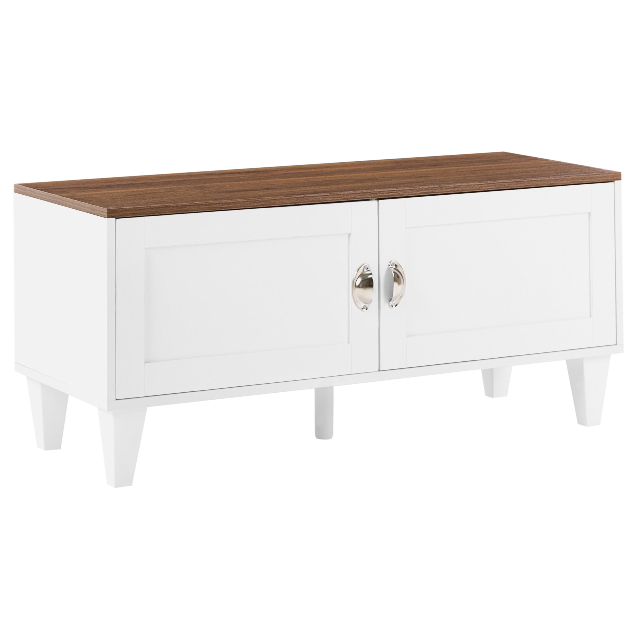 SCHUHSCHRANK Weiß Quebec - Dunkelbraun/Silberfarben, Holzwerkstoff (100/46/40cm) - Beliani