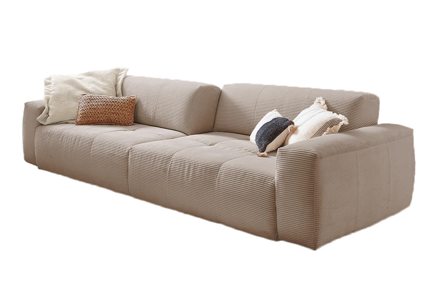 SOFA MIT SITZTIEFENVERSTELLUNG PALACE Taupe Cord Relaxfunktion - Taupe, Textil (298/74/120cm) - KAWOLA