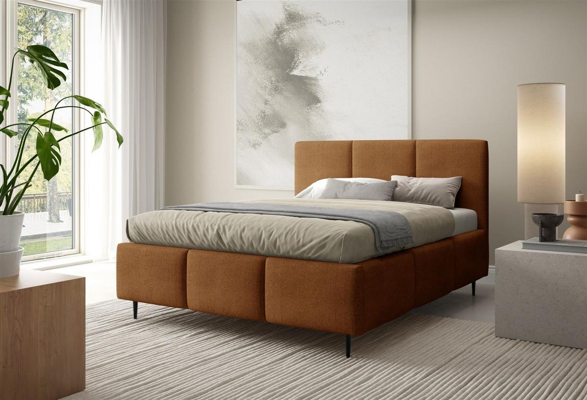 POLSTERBETT Miami - Rotbraun, Holzwerkstoff/Textil (140/200cm) - Fun Möbel