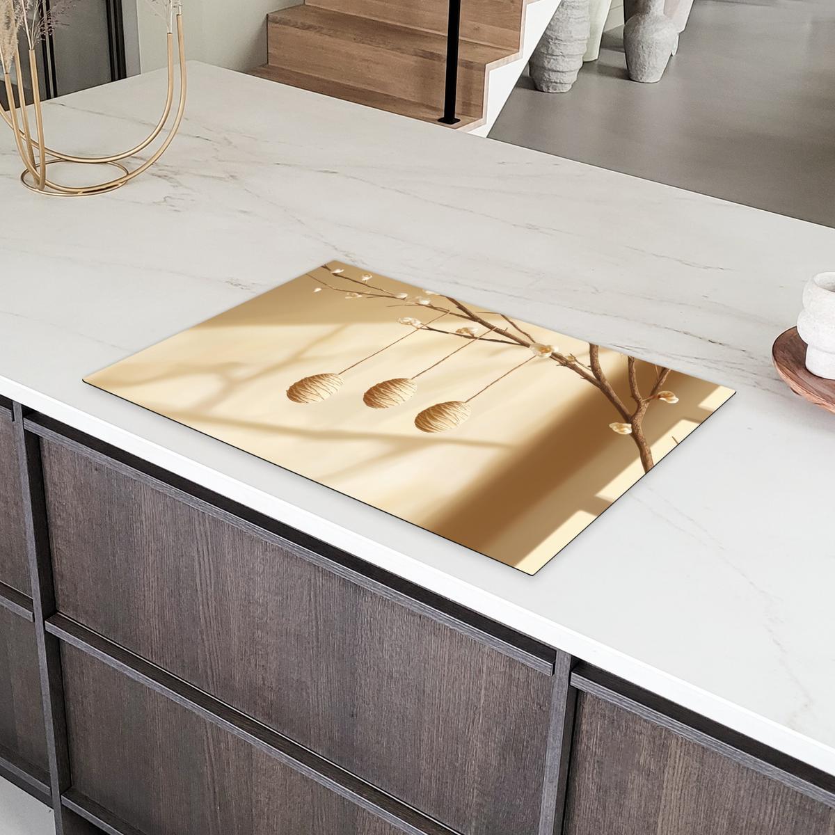 HERDABDECKPLATTE Beige - Osterkuchen - Eier Induktionsschutz 81.6x52.7 cm - Beige, Kunststoff (81.6/52.7/0.2cm) - MuchoWow