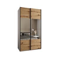SCHWEBETÜRENSCHRANK 245,5/130/64 2-türig - Schwarz/Eiche Artisan, Holz/Metall (130/245/64cm) - Abiks Möbel