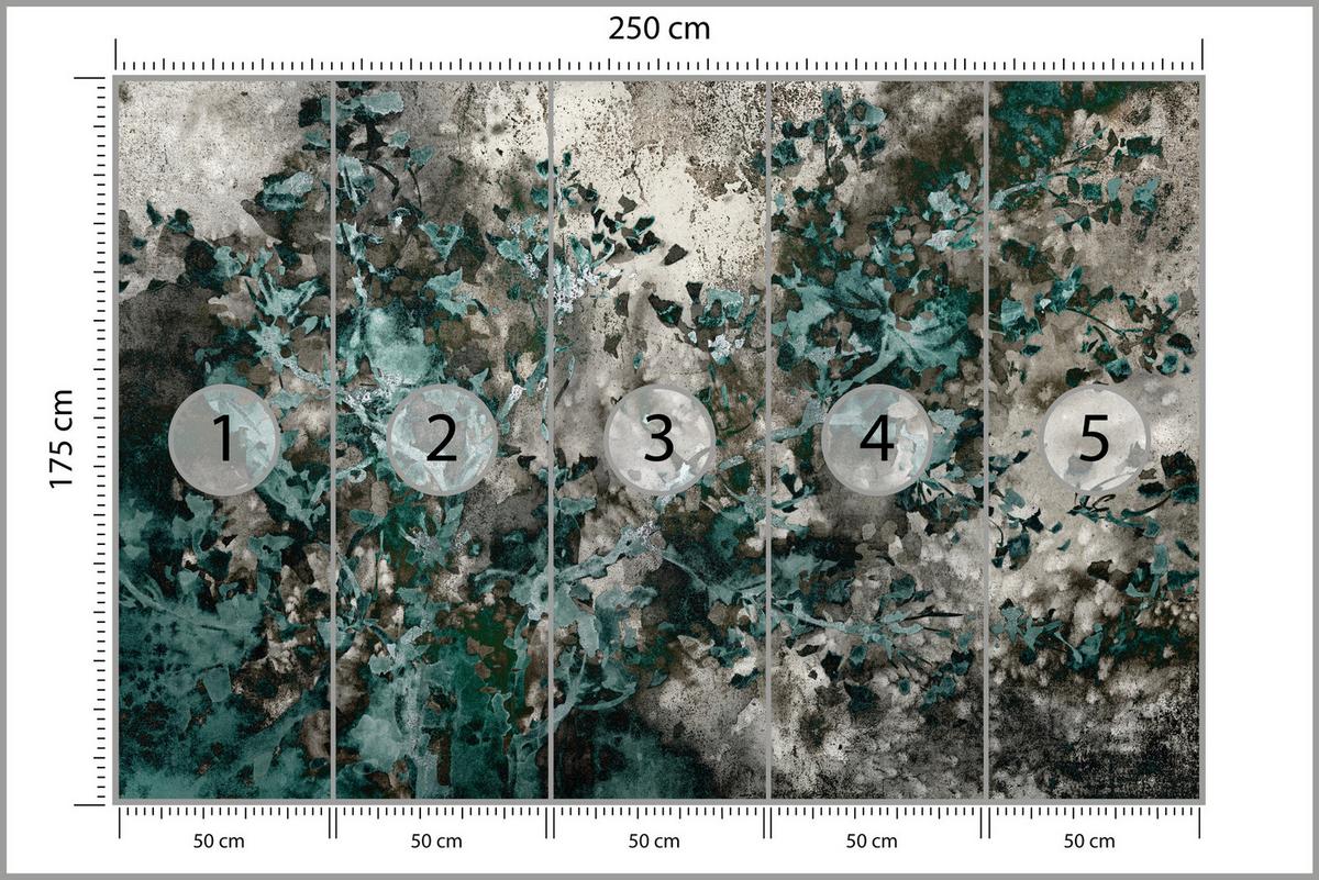 FOTOTAPETE für Wohnzimmer Beton Abstraktion 250x175 - Türkis/Grau, Papier (250/175cm) - Muralo