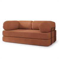 BETTSOFA EIREN aus Schaumstoff Bucle-Stoff Orange Schlaffunktion - Orange, Textil (170/68/80cm) - MASSENO