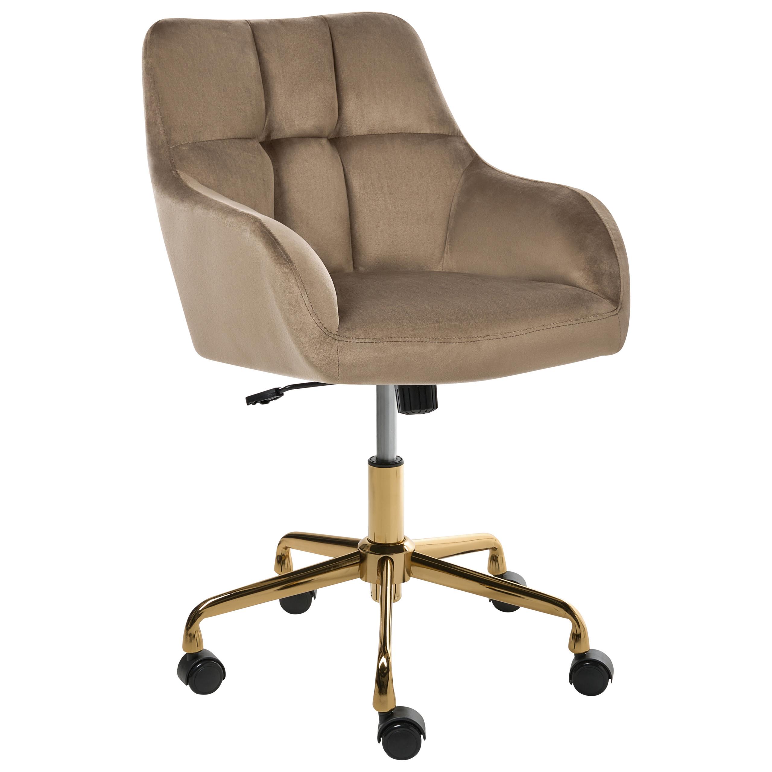 SCHREIBTISCHSTUHL Samtstoff Taupe Palmdale - Taupe, Textil (58/87/61cm) - Beliani