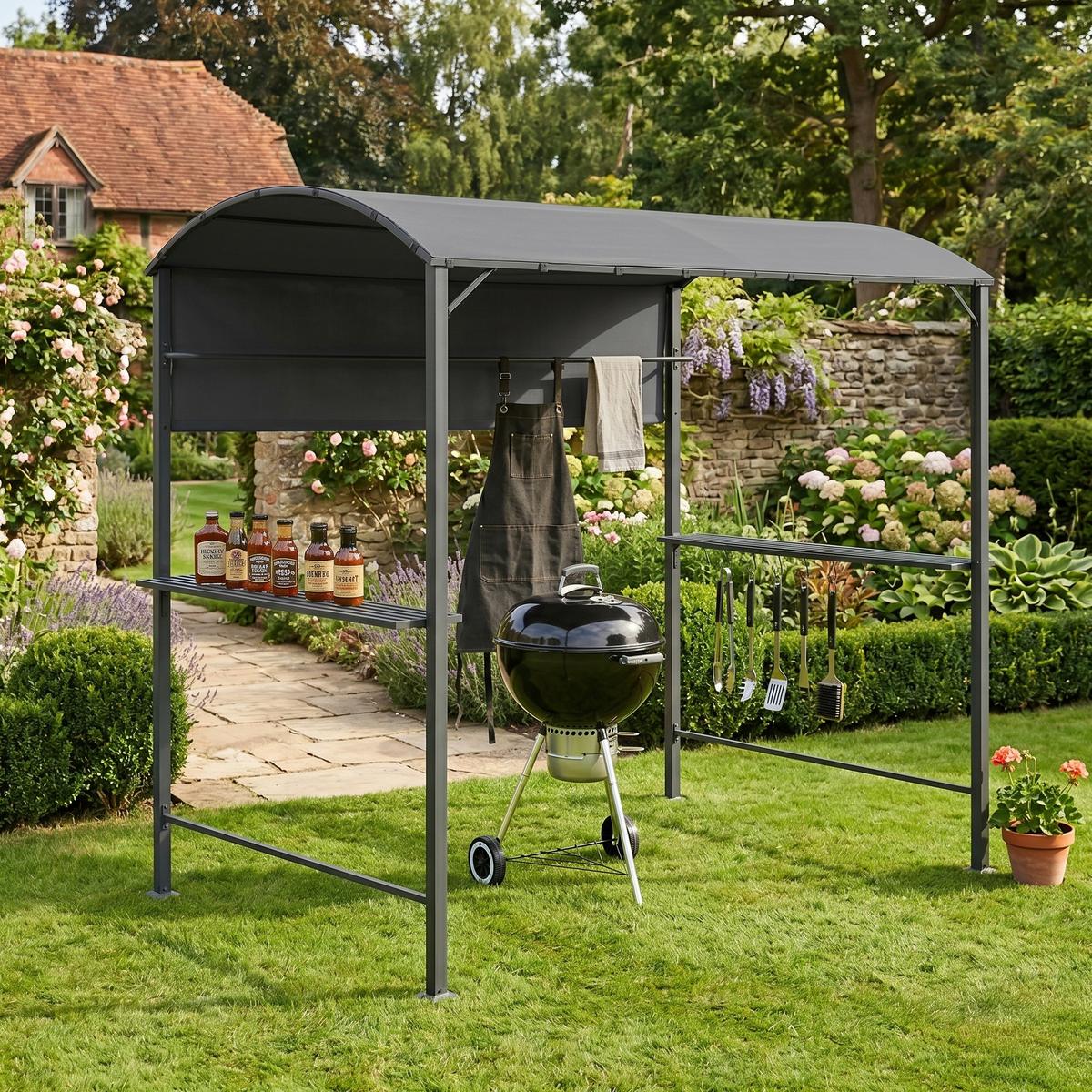 PAVILLON Pyrgos - Dunkelgrau, Kunststoff/Metall (220/215/140cm) - [en.casa]