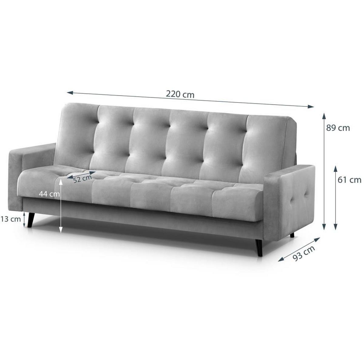 3-SITZER Schlafsofa Nancy Bis hellgrau - Hellgrau, Holz/Textil (220/89/93cm) - Beautysofa