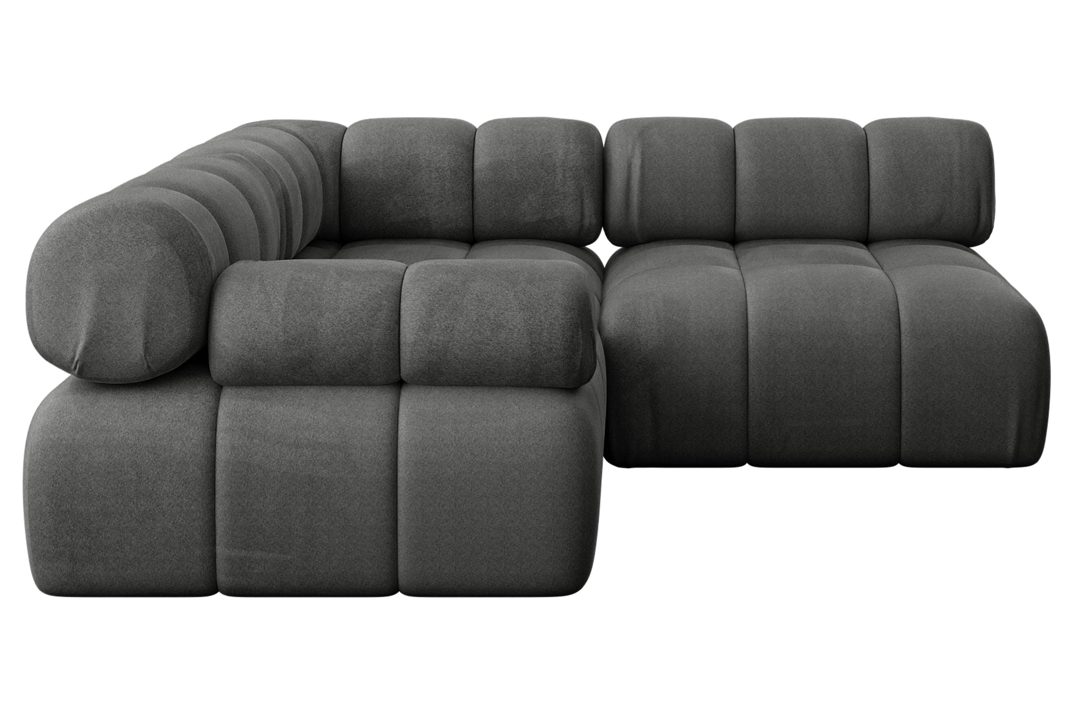 ECKSOFA modulares Sofa Mende-L1 - 190x190x70 cm Dunkelgrau Velours - Dunkelgrau, Holzwerkstoff/Textil (190/190cm) - ALTDECOR
