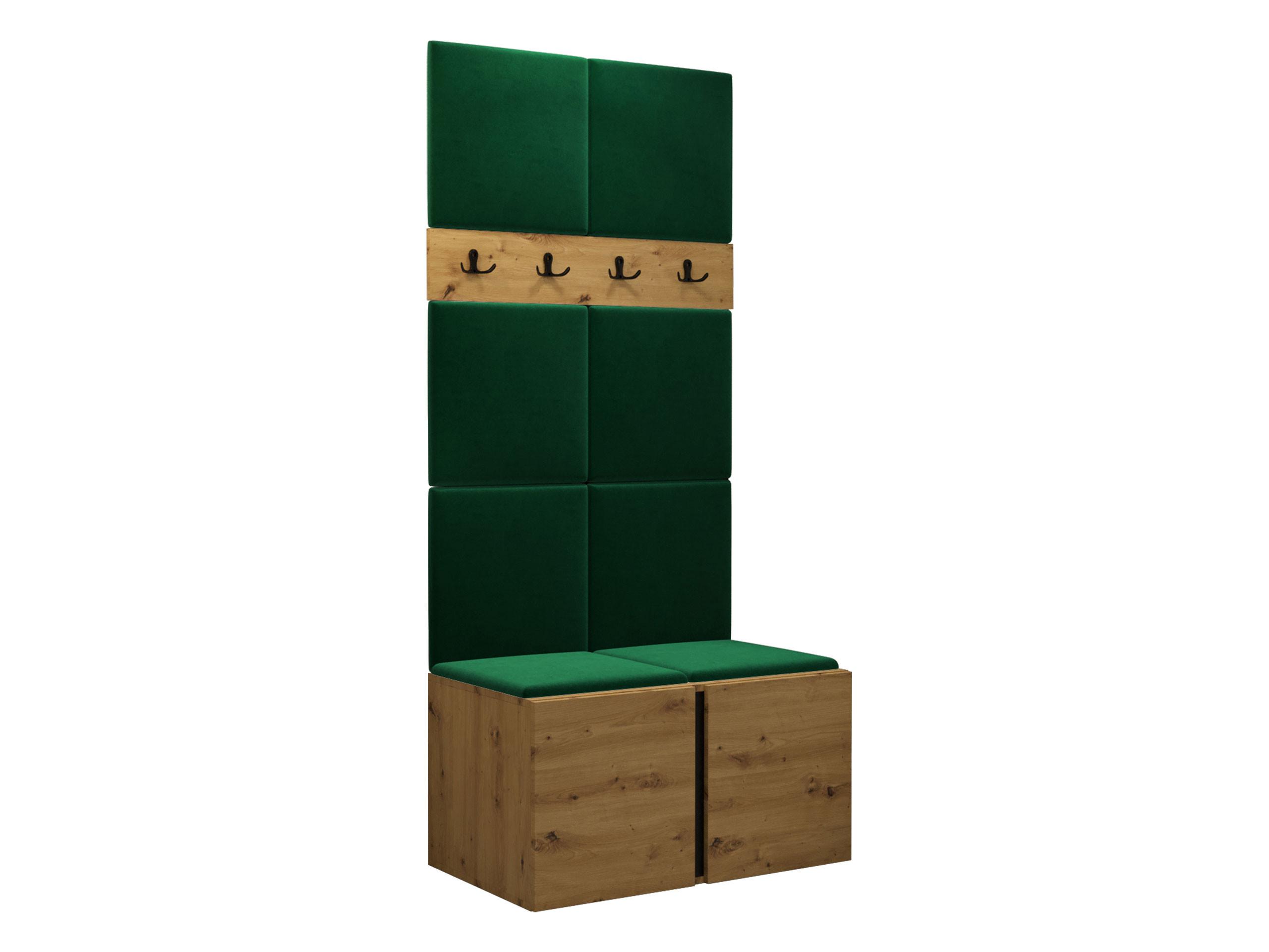 GARDEROBEN-SET Orion IV - Eiche Artisan/Grün, Holzwerkstoff/Kunststoff (84/186/46cm) - MIRJAN24