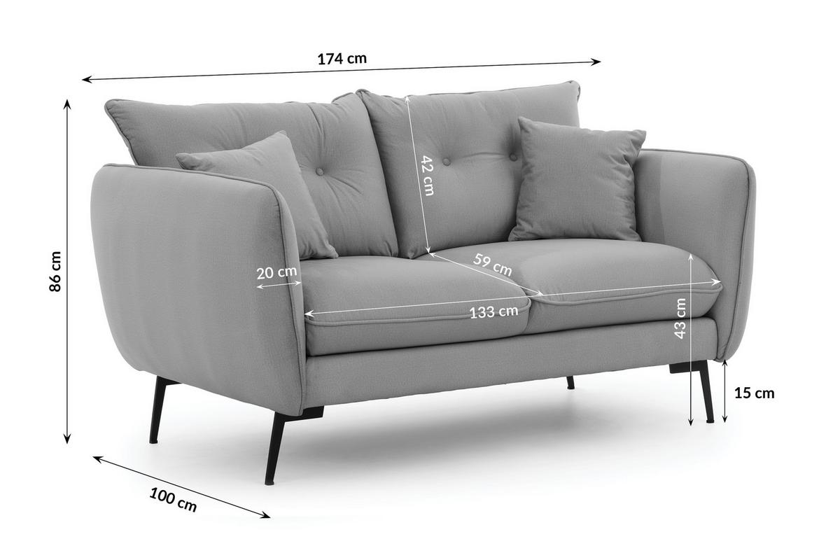 2-SITZER-SOFA Nordloft Hellgrau Samt - Hellgrau/Schwarz, Holz/Textil (174/86/100cm) - S-Style Möbel