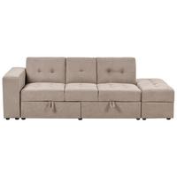 SCHLAFSOFA 3-Sitzer Stoff Hellbraun mit Stauraum Falster - Hellbraun, Textil (210/75/94cm) - Beliani
