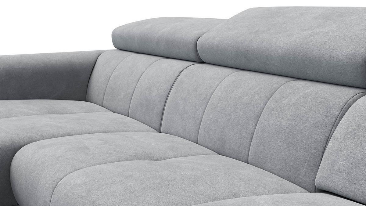 ECKSOFA RODEN 4-Sitzer mit Relax, hellgrau, Veloursstoff - Hellgrau, Holz/Textil (268/92cm) - Wozimo