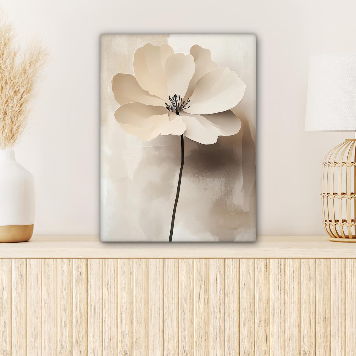 LEINWANDBILD Blume - Beige - Farbe - Schatten Room Decor 30x40 cm - Creme, Textil (30/40cm) - MuchoWow