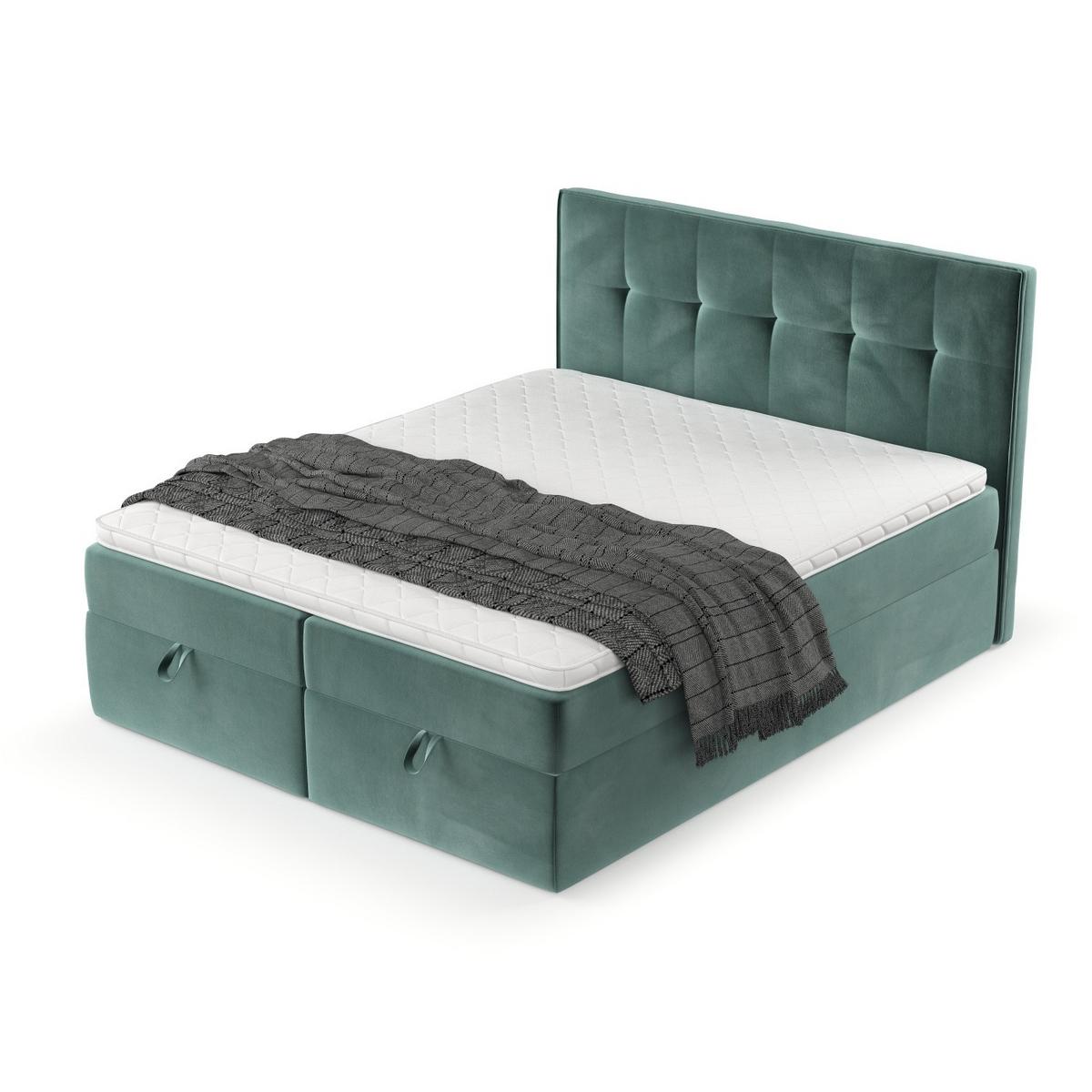 BOXBETT Tivra 180/200 cm Türkis im Kronos Stoff - Türkis/Schwarz, Holz/Holzwerkstoff (180/200cm) - AltaBeds