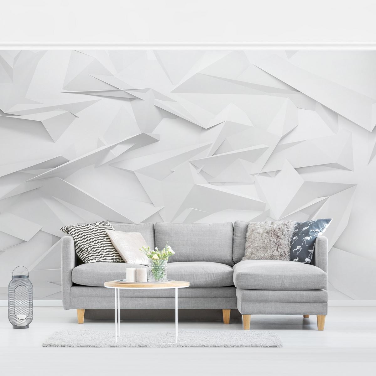 FOTOTAPETE Abstrakte 3D Optik 336/225 cm - Weiß, Papier (336/225cm) - Bilderwelten
