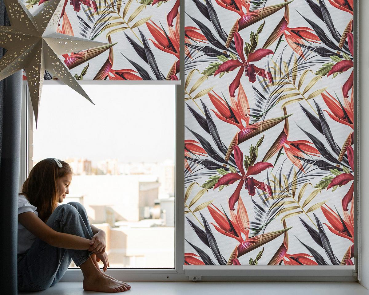 INNENROLLO - Fensterrollo - Rollo - 80x140 cm - Exotische Blätter - Grün, Kunststoff (80/140/0.5cm) - TULUP