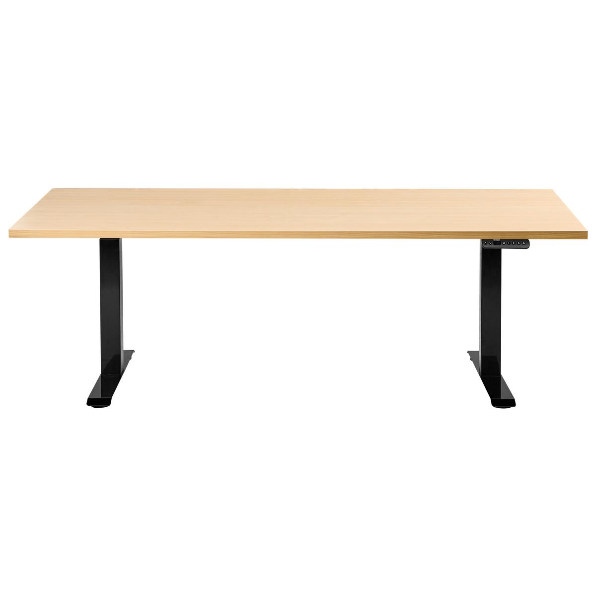 SCHREIBTISCH elektrisch höhenverstellbar 180/72 cm Schwarz/Hellbraun Destines - Hellbraun/Schwarz, Holzwerkstoff/Metall (72/180/63cm) - Beliani