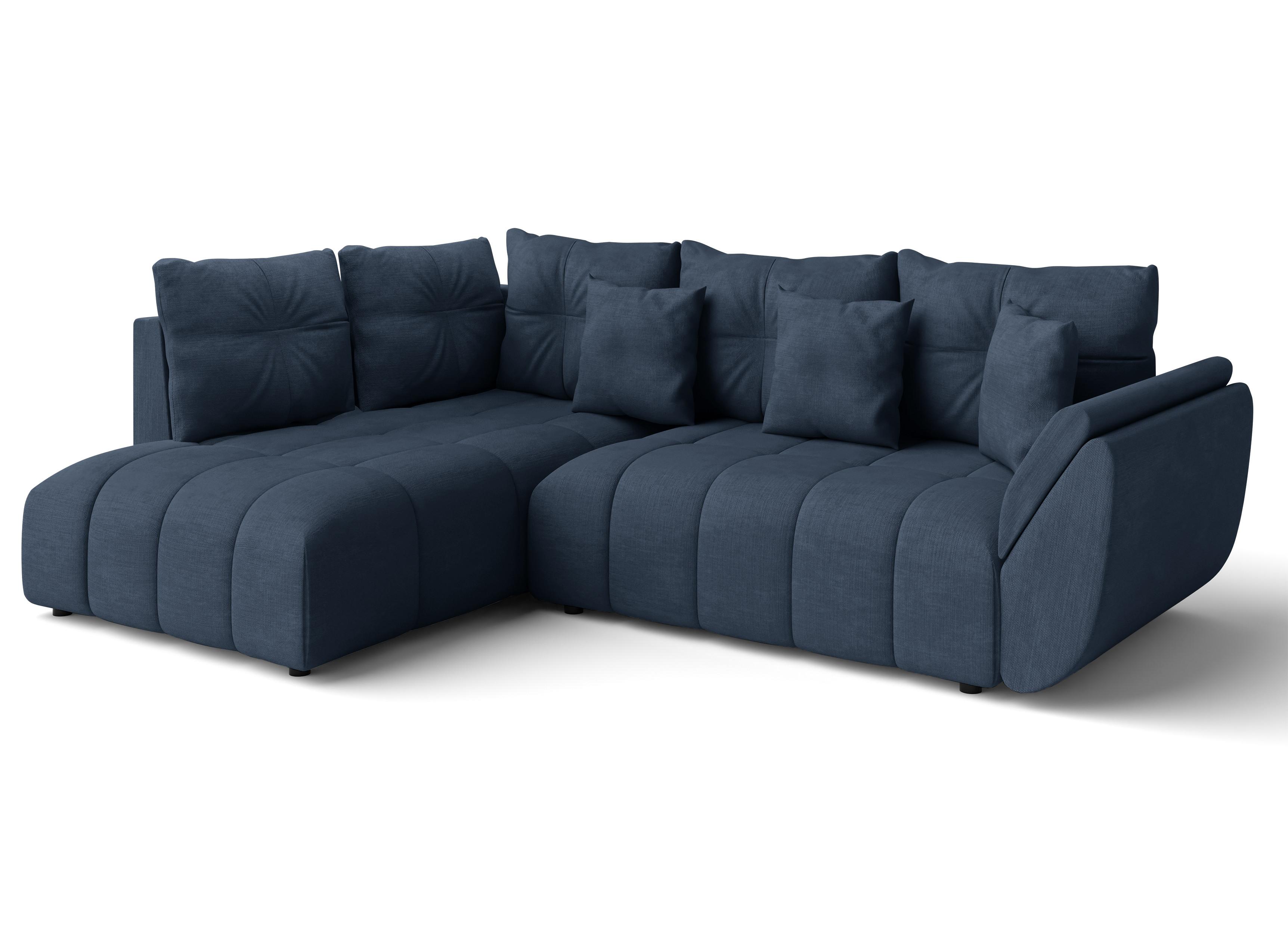 ECKSOFA L Form Corleone Blau 268/192/96 cm mit Schlaffunktion - Blau/Schwarz, Kunststoff/Textil (268/192cm) - AX Living