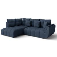 ECKSOFA L Form Corleone Blau 268/192/96 cm mit Schlaffunktion - Blau/Schwarz, Kunststoff/Textil (268/192cm) - AX Living