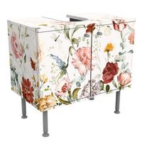 WASCHBECKENUNTERSCHRANK Rankende Blumen Aquarell 60/55/35 cm - Pastellblau, Holzwerkstoff (60/55/35cm) - Bilderwelten