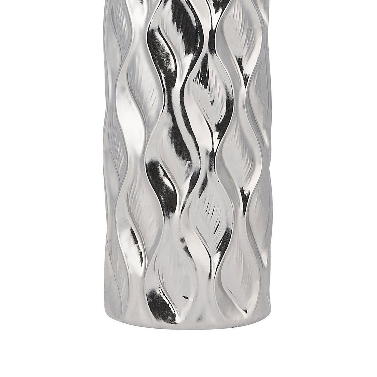 DEKOVASE Steinzeug silber Bassania - Silberfarben, Stein (45cm) - Beliani