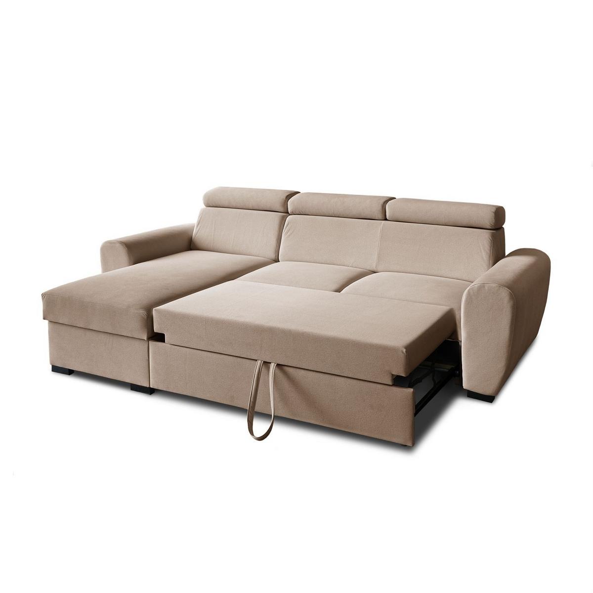 ECKSOFA FALCO mit Schlaffunktion Elli 18 - Beige, Textil (253/174cm) - Lookway