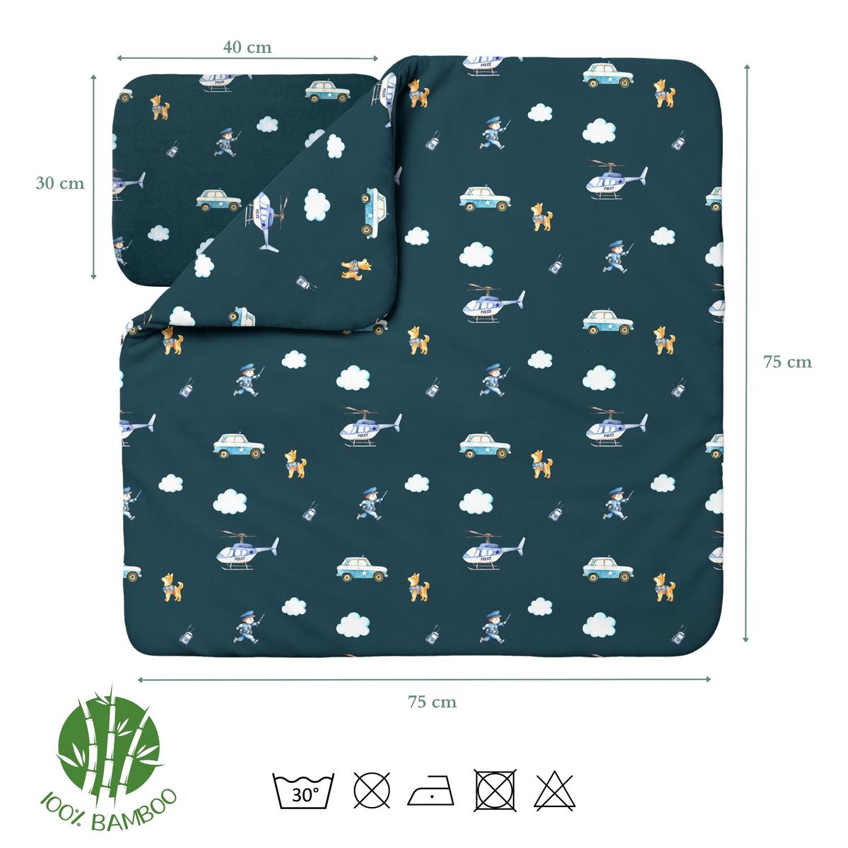 BABY Bambus-Bettwäsche Polizei - Dunkelblau, Textil (75/75cm) - waldin