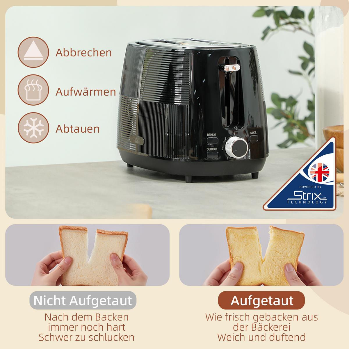 KOCHER-TOASTER-SET 2er Set Kunststoff Stahl Schwarz - Schwarz, Kunststoff (15.6/23.3/20.4cm) - HOMCOM
