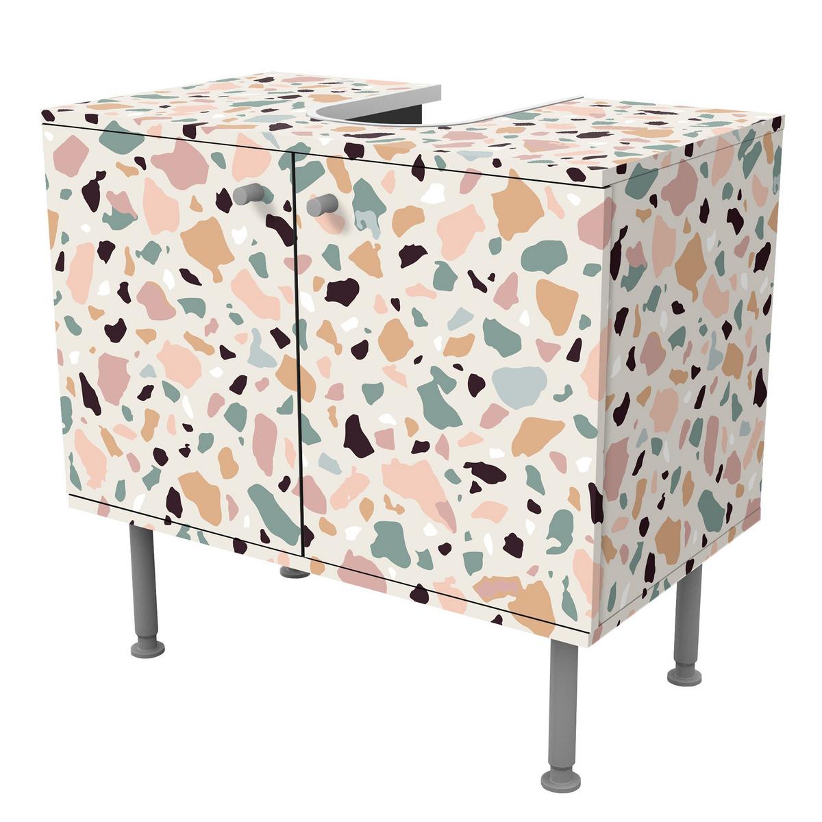 WASCHBECKENUNTERSCHRANK Terrazzo Muster Napoli 60/55/35 cm - Rosa, Holzwerkstoff (60/55/35cm) - Bilderwelten