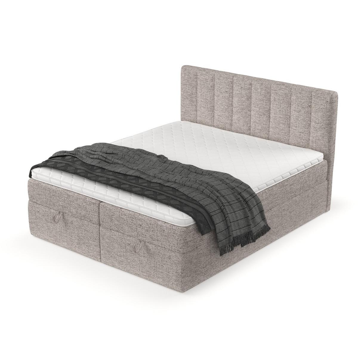 BOXBETT Lusso 180/200 cm Beige im Neve Stoff - Beige/Schwarz, Holz/Holzwerkstoff (180/200cm) - AltaBeds
