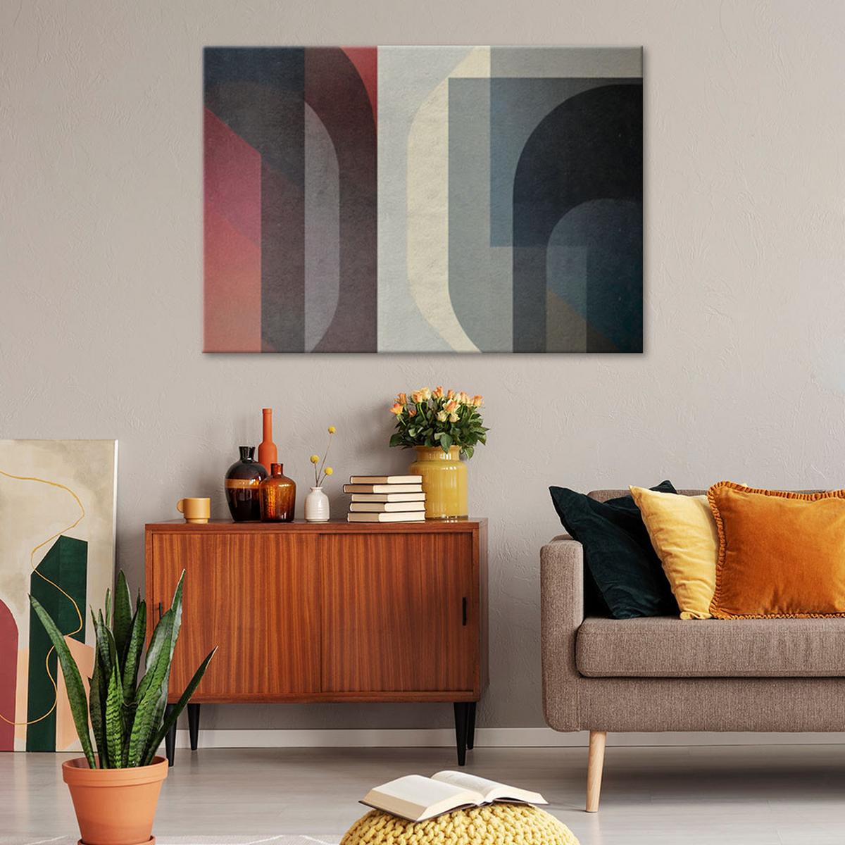 LEINWANDBILD Retro Abstraktion 90x60cm - Grau, Textil (90/60cm) - Feeby
