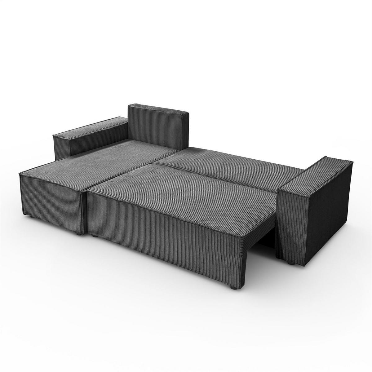 GEPOLSTERTES Ecksofa CARLOS L, Poso 34 - Dunkelgrau, Textil (247/143cm) - Lookway