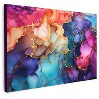 LEINWANDBILD Marmor - Bunt - Abstrakt Gemälde 60x40 cm - Multicolor, Textil (60/40cm) - MuchoWow