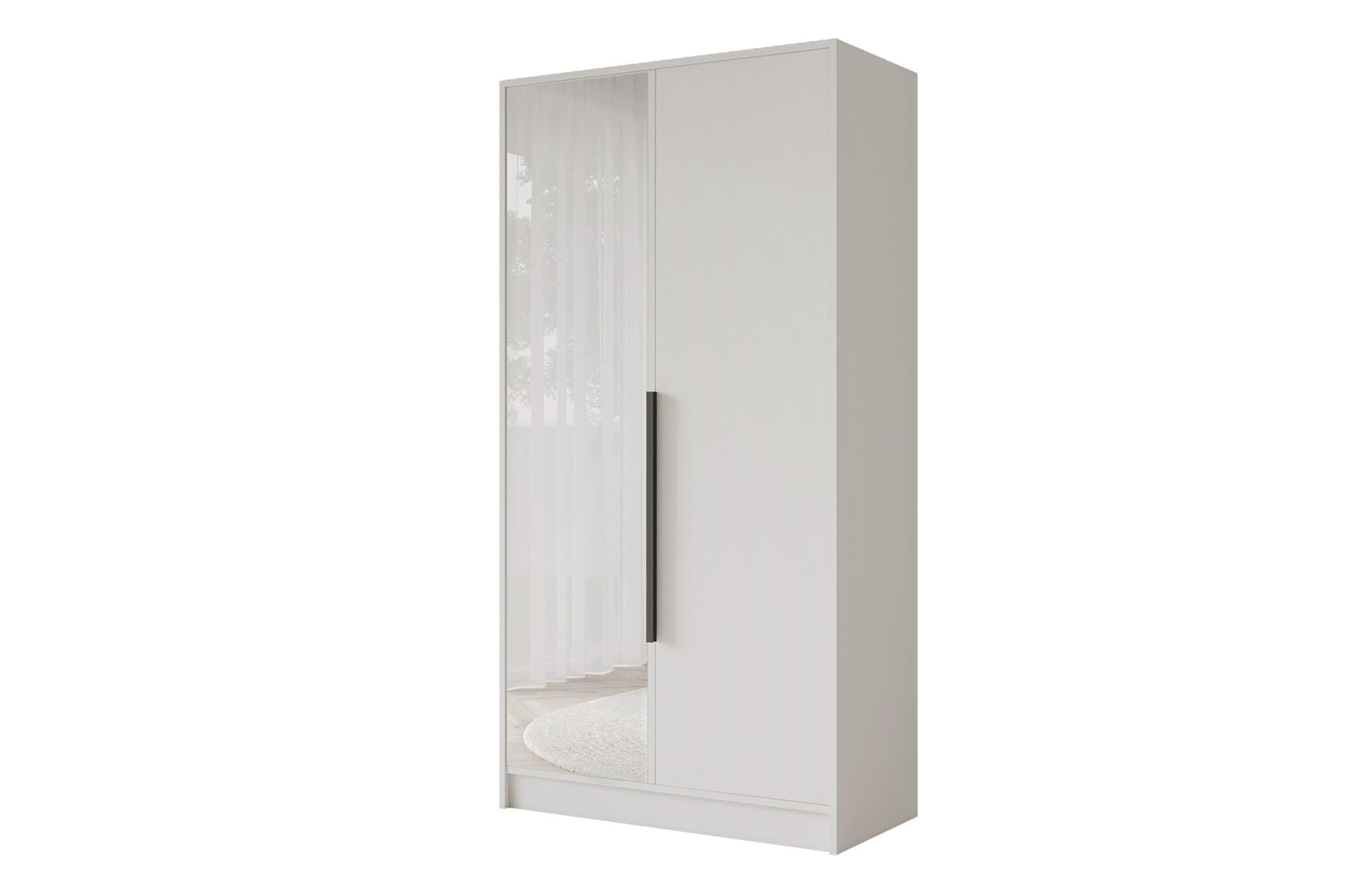 KLEIDERSCHRANK - LESE - 102 - Weiß - Schwarz/Weiß, Holzwerkstoff (102/200/51cm) - ALTDECOR