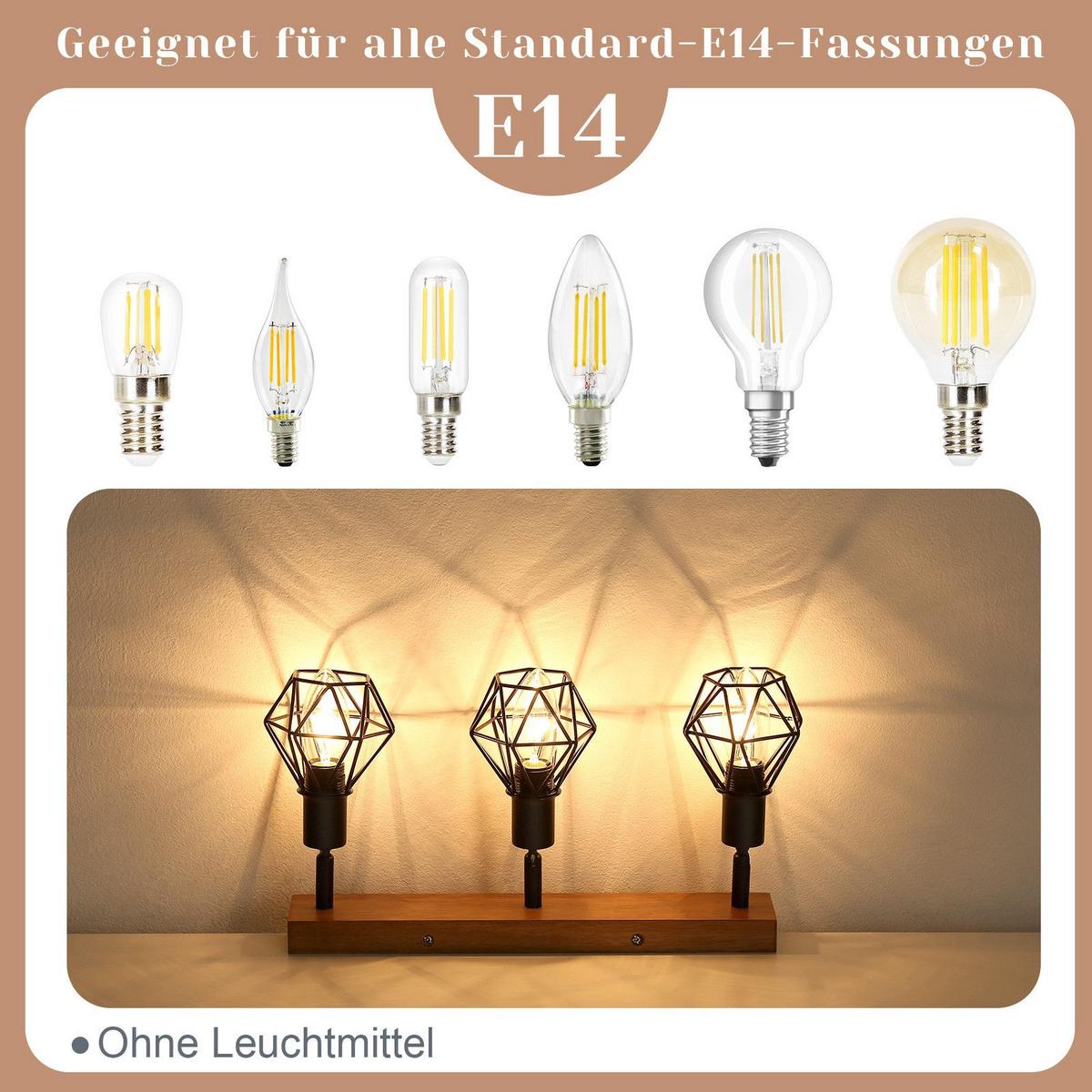 DECKENSTRAHLER Ford 3-flammig 11/21.5/36 cm - Schwarz, Metall (11/21.5/36cm) - Nettlife