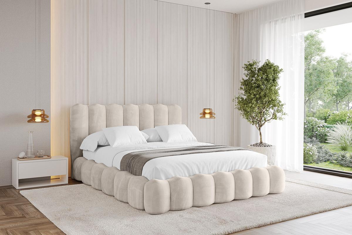 POLSTERBETT mit Bettkasten und Lattenrost, Bett mit Matratze H3/H4 - SORA 180x200 Beige - Beige, Holzwerkstoff/Textil (180/200cm) - ALTDECOR