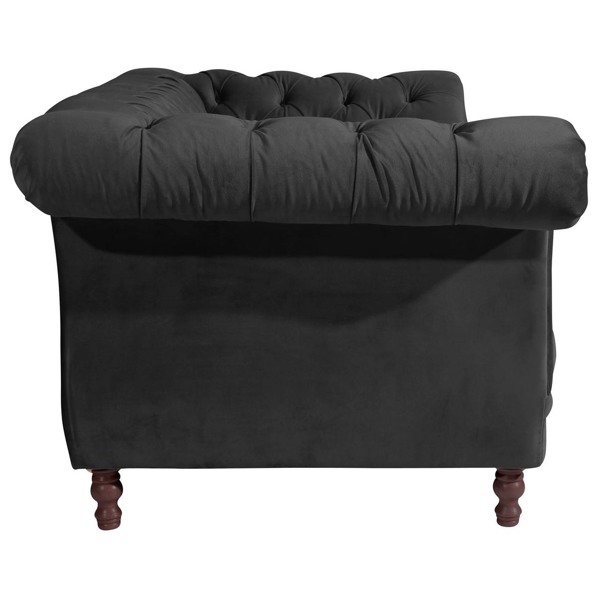 CHESTERFIELD Sofa 2-Sitzer Kaylin Samtvelours schwarz - Schwarz, Kunststoff (200/80/100cm) - 58aufmkessel