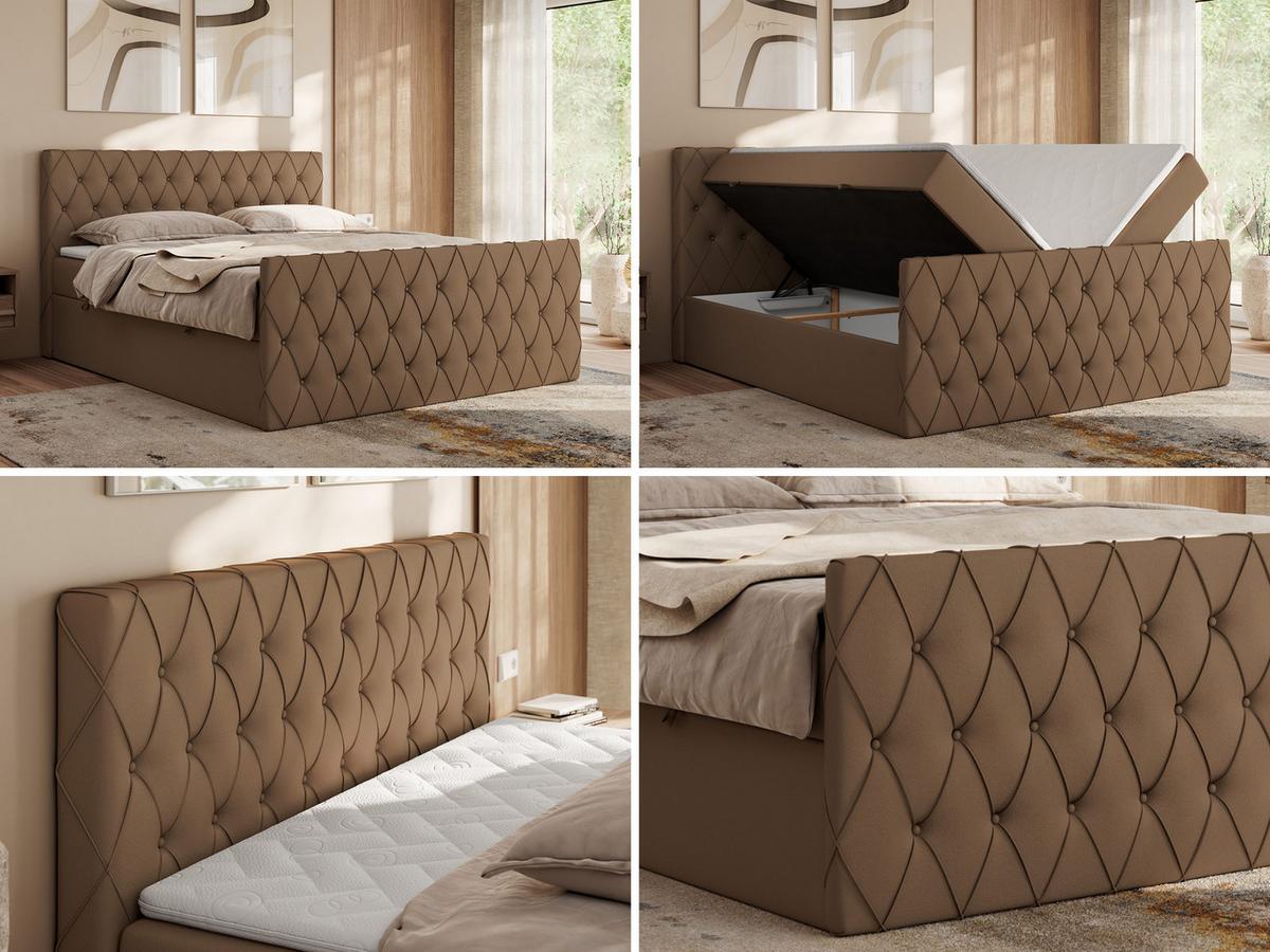 BOXBETT MIREN DUO 140/200 - Braun Kunstleder - H3 - Braun, Holz/Textil (140/200cm) - MKS